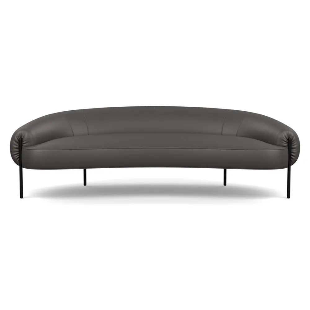 Heal's Isola 3 Seater Sofa Leather Hide Grey 7177 Black Feet