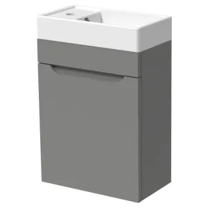 Wickes Malmo Dust Grey Cloakroom Wall Hung J Pull Vanity Unit & Basin - 580 x 400mm