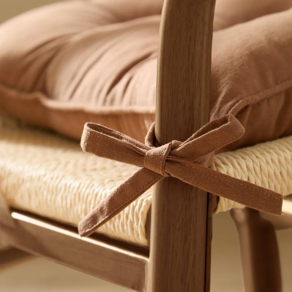 Yard Slub Cotton 2-Pack Plain Indoor/Outdoor Seat Pads in Amber 2