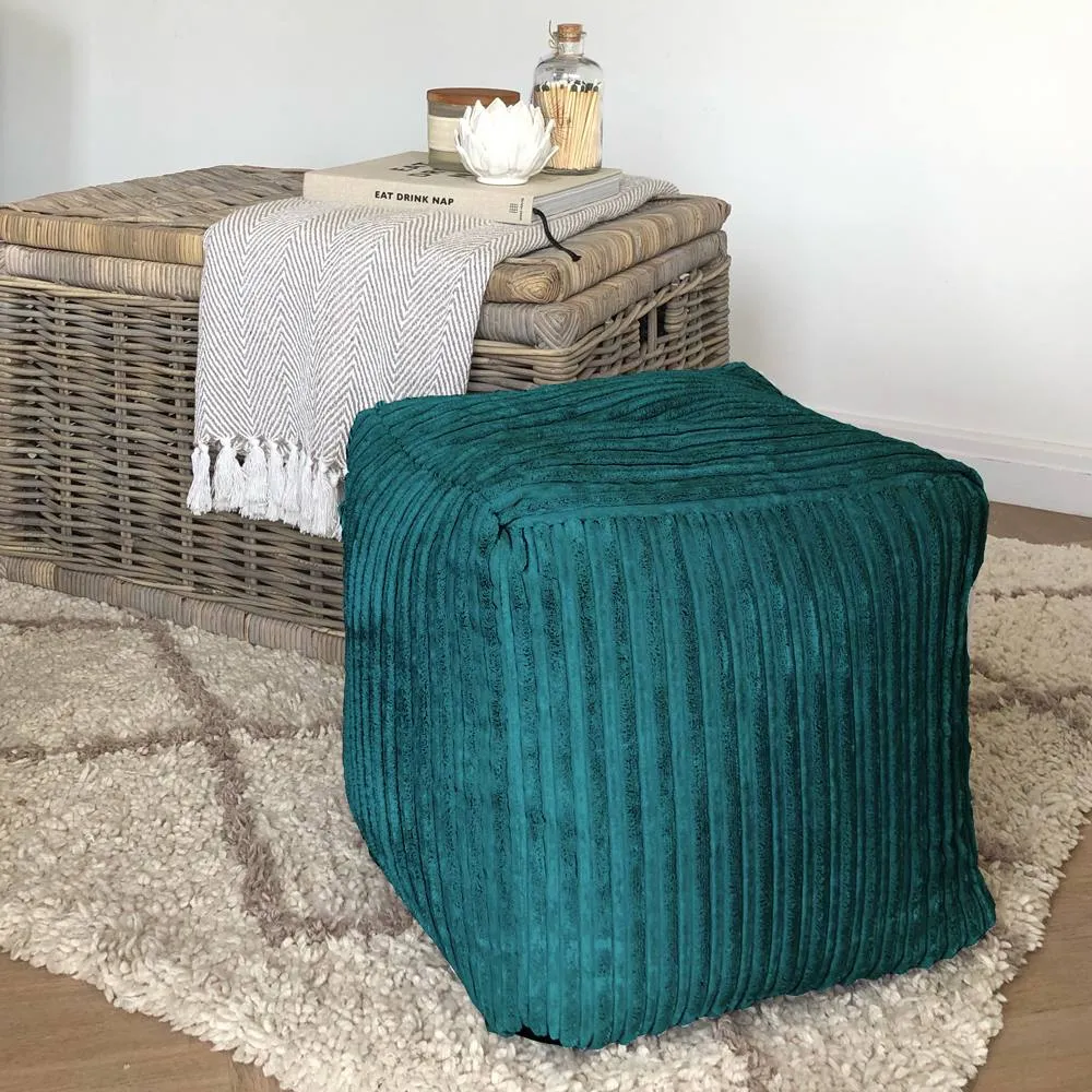rucomfy Beanbags rucomfy Indoor Jumbo Cord Bean Bag Footstool - Cube Pouffe in Teal