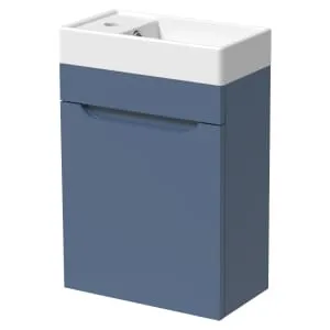 Wickes Malmo Misty Blue Wall Hung J Pull Vanity Unit & Basin - 400mm