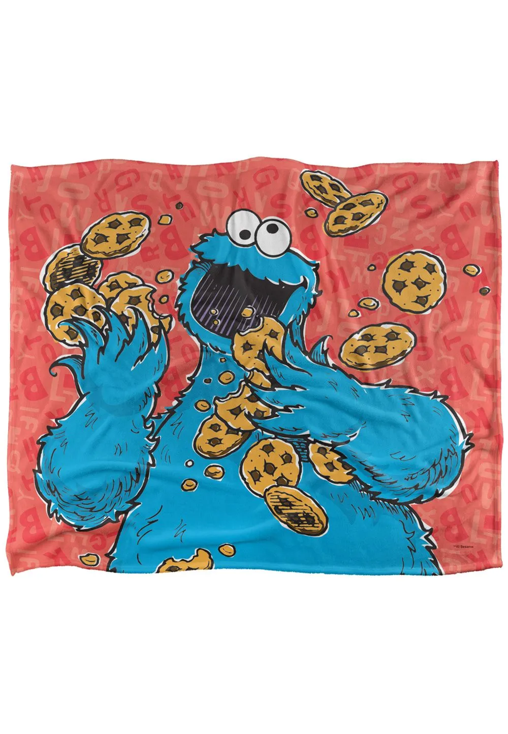 Sesame Street Cookie Monster Character Silky Touch Super Soft Throw Blanket 152 X 127 cm in White