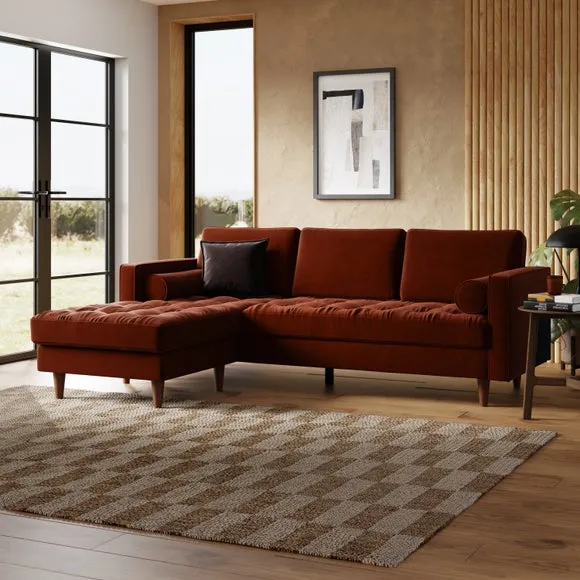 Zoe Casual Sit Velvet Corner Chaise Sofa