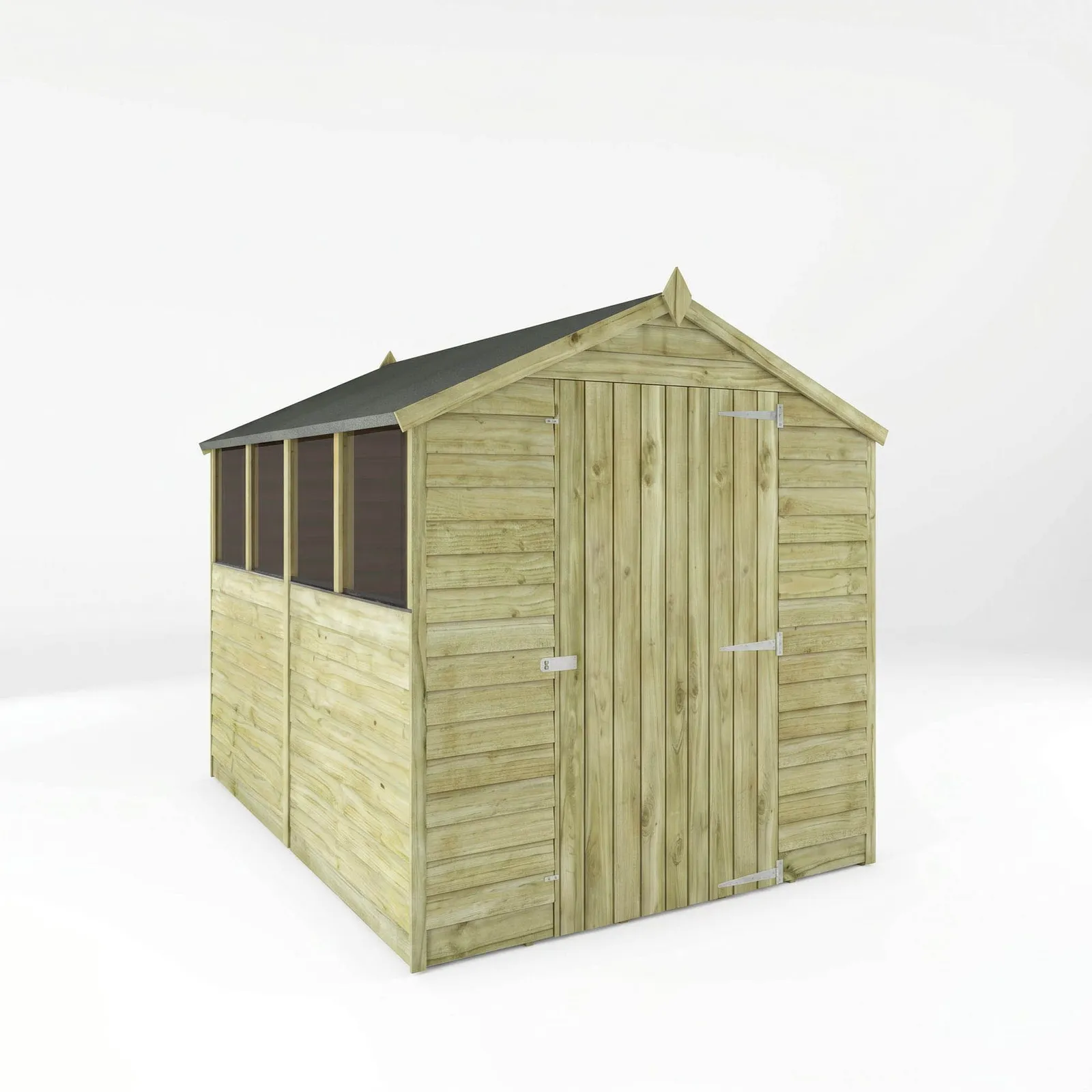 Mercia 8 x 6 Feet Single Door Overlap Apex Shed - L240.4 x W190.5 x H198.6 cm in Brown