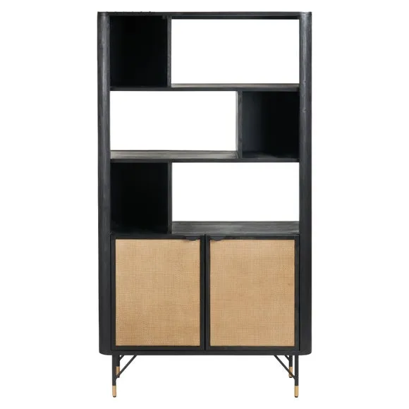 Fiji 2 Door Shelving Unit, Acacia Wood and Rattan 5