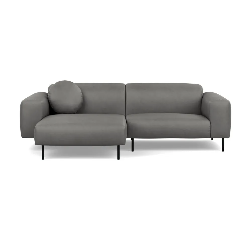 Heal's Luna Left Hand Facing Corner Chaise Sofa Luxury Leather Slate Black