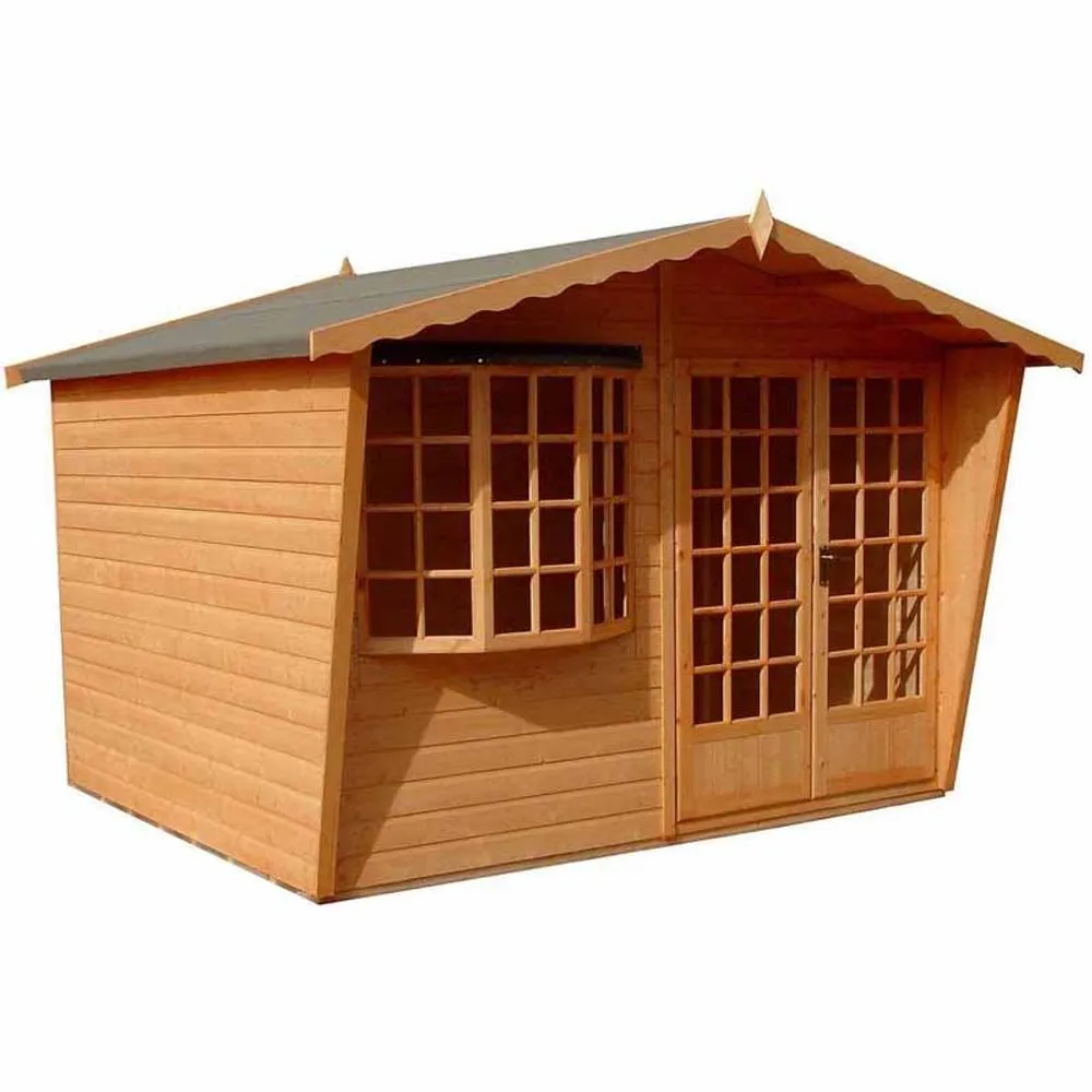 Shires Sandringham 10 x 6 Feet Double Door with Fixed Window Summerhouse in Light Brown 2