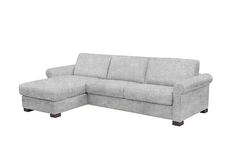 Alcova 3 Seater Left Hand Facing Fabric Sofa Bed and Storage Chaise with Scroll Arms - Baobab Ghiaccio