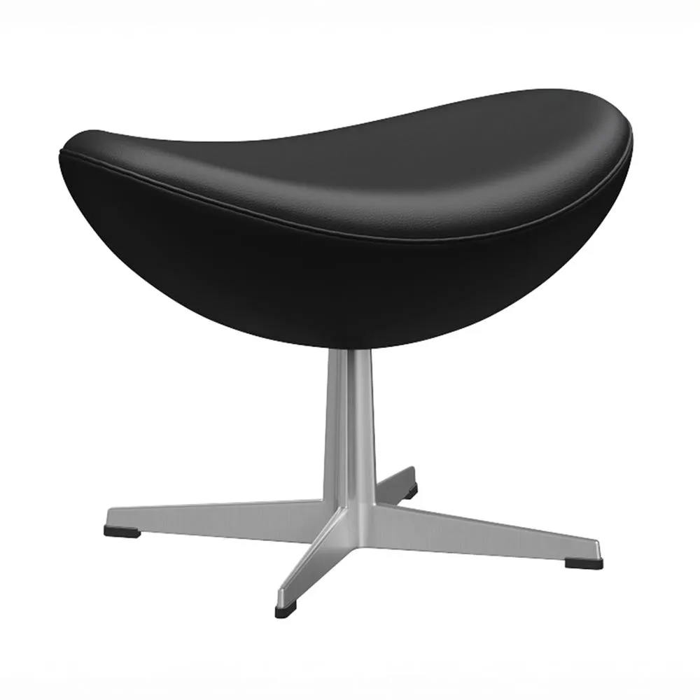 Fritz Hansen Egg Footstool Aura Leather Black Brushed Aluminium Legs 3