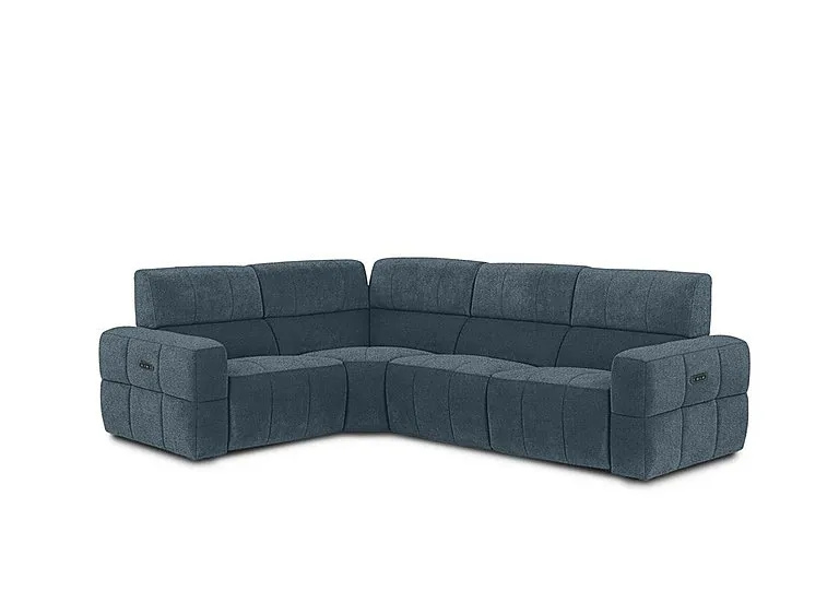Cube Fabric Power Recliner Left Hand Facing Corner Sofa with Power Headrests - Hudson Ocean