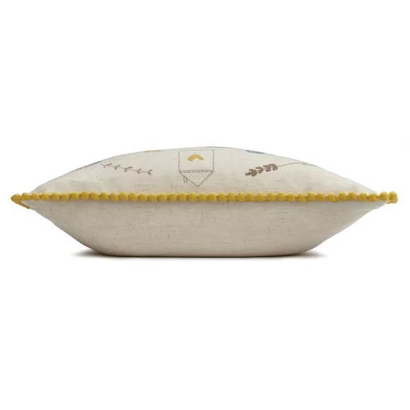 Scandi Happy Place Embroidered Ochre Cushion 2