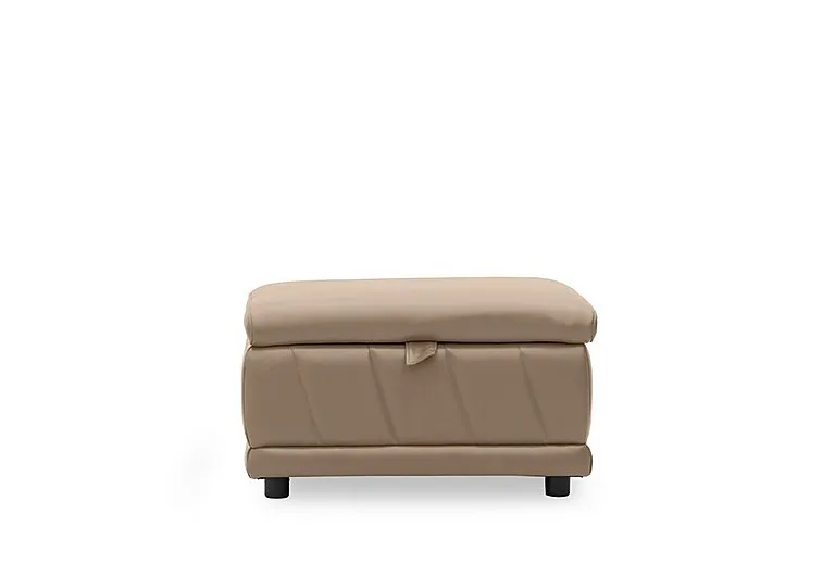 Genius Leather Storage Footstool - Montana Barley