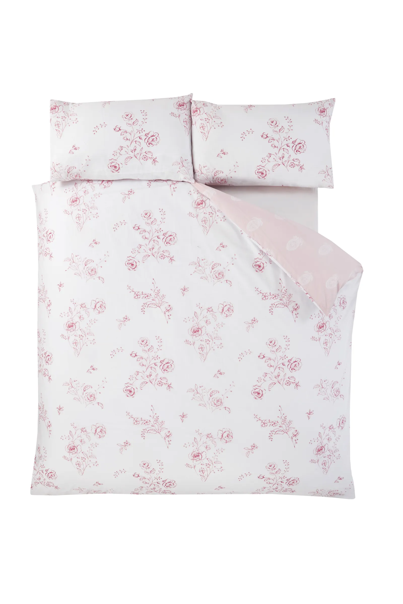 Rapport Home PH Sadie Polycotton Duvet Cover Set With Pillowcase in Rose 3