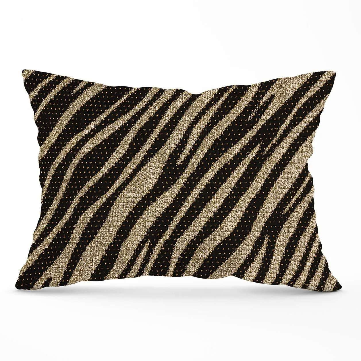 Warren Reed - Designer Golden Zebra Print Cushions in Brown