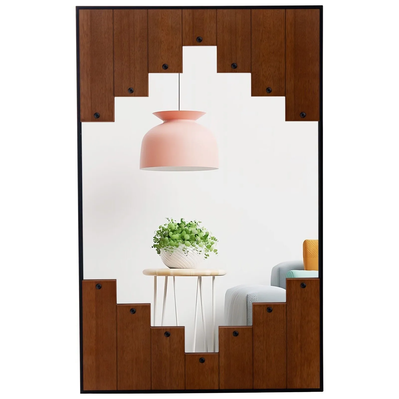 Costway Piano Key-Shaped Framed Decoration Rectangle Wall Mirror Makeup Vanity Mirror in Black