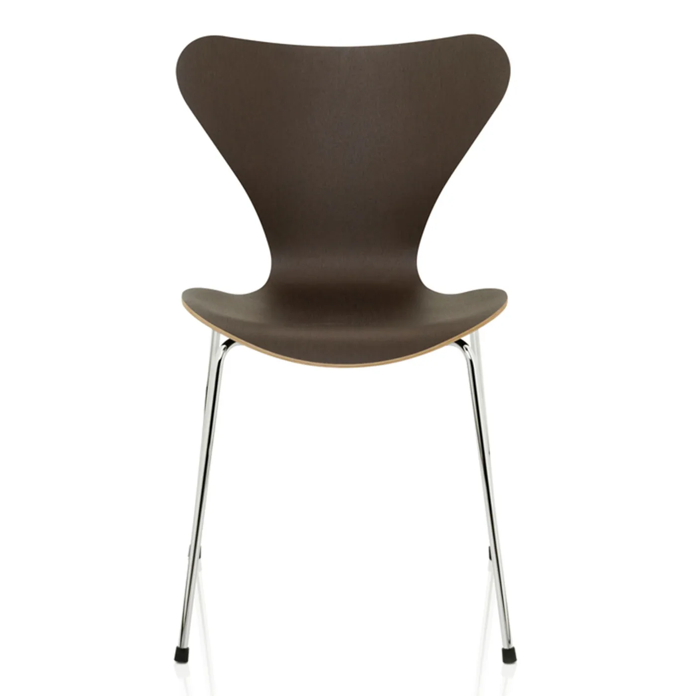 Fritz Hansen Series 7 Chair Clear Lacquered Veneer Dark Oak Chrome Legs