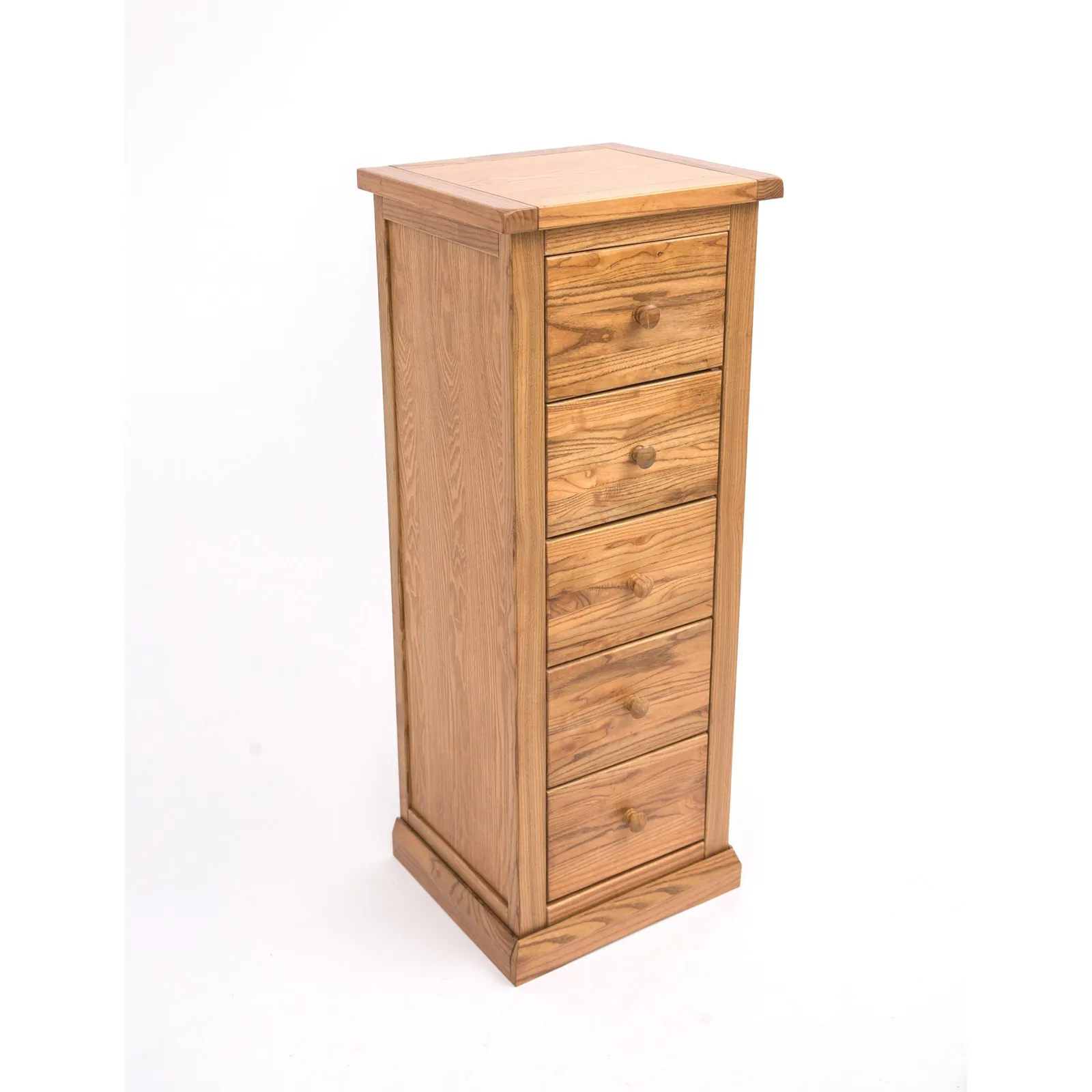 Cabinet Bits Salerno 5 Drawer Narrow Chest of Drawers Wood Knob in Natural 3