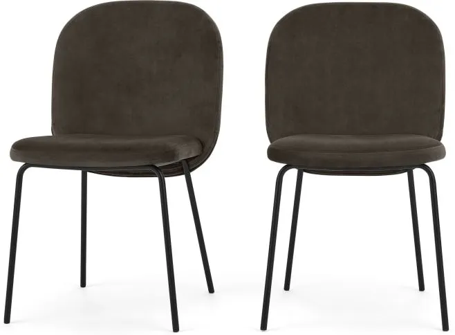 Set of 2 Safia Dining Chairs, Otter Grey Velvet
