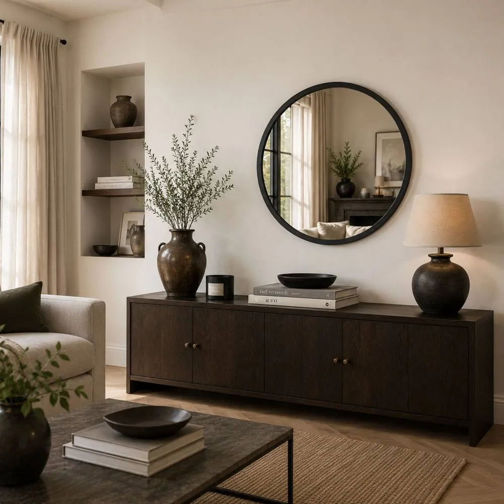 Yearn Mirrors Yearn Round Wall Mirror Black 90cm 3