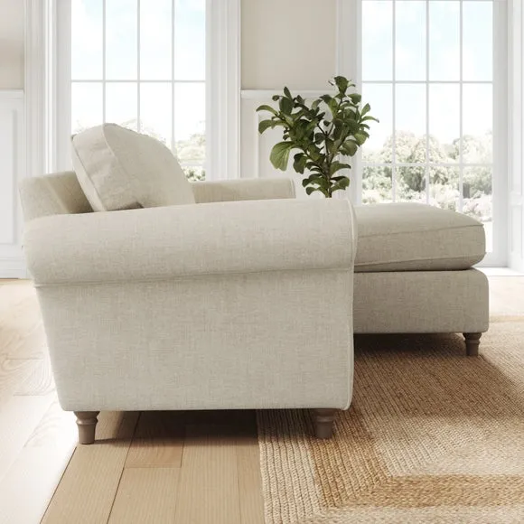 Flori Tonal Plush Chenille Corner Chaise Sofa 2