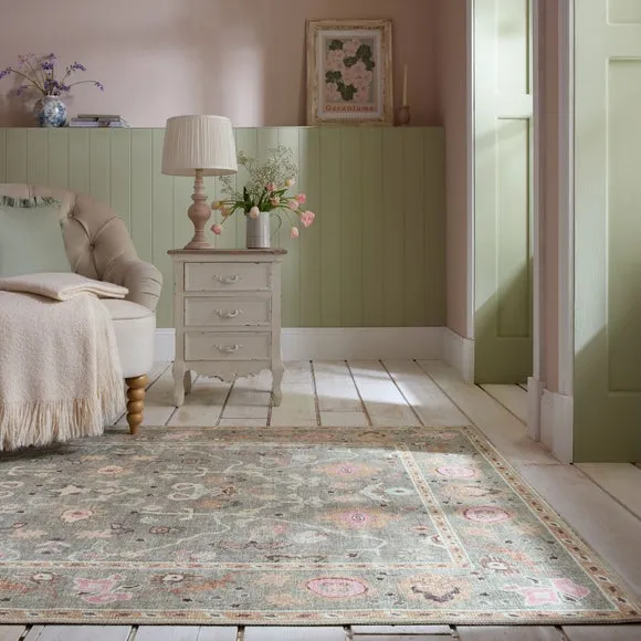 Una Floral Washable Rug 1