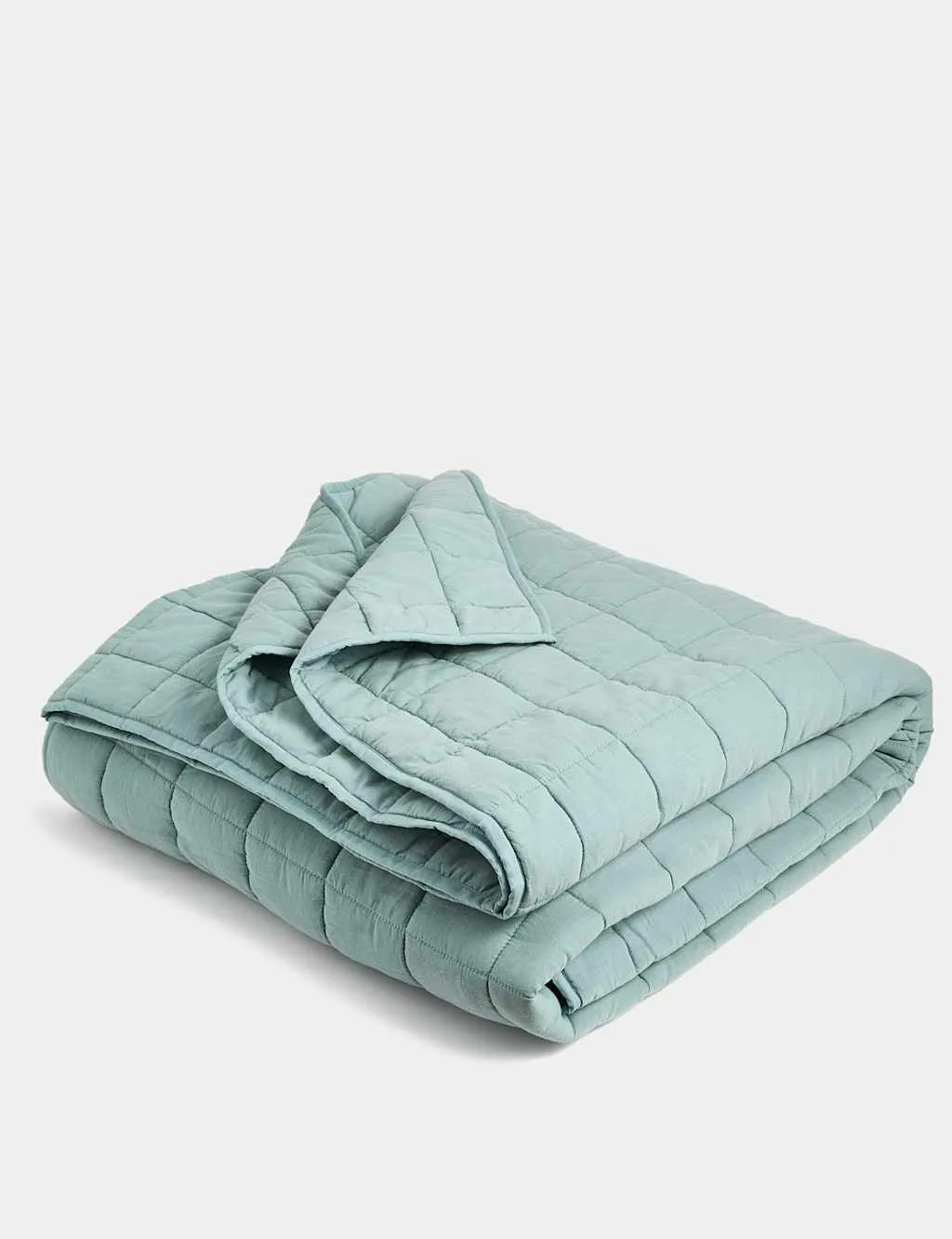 M&S Cotton Rich Quilted Bedspread with Linen Sage