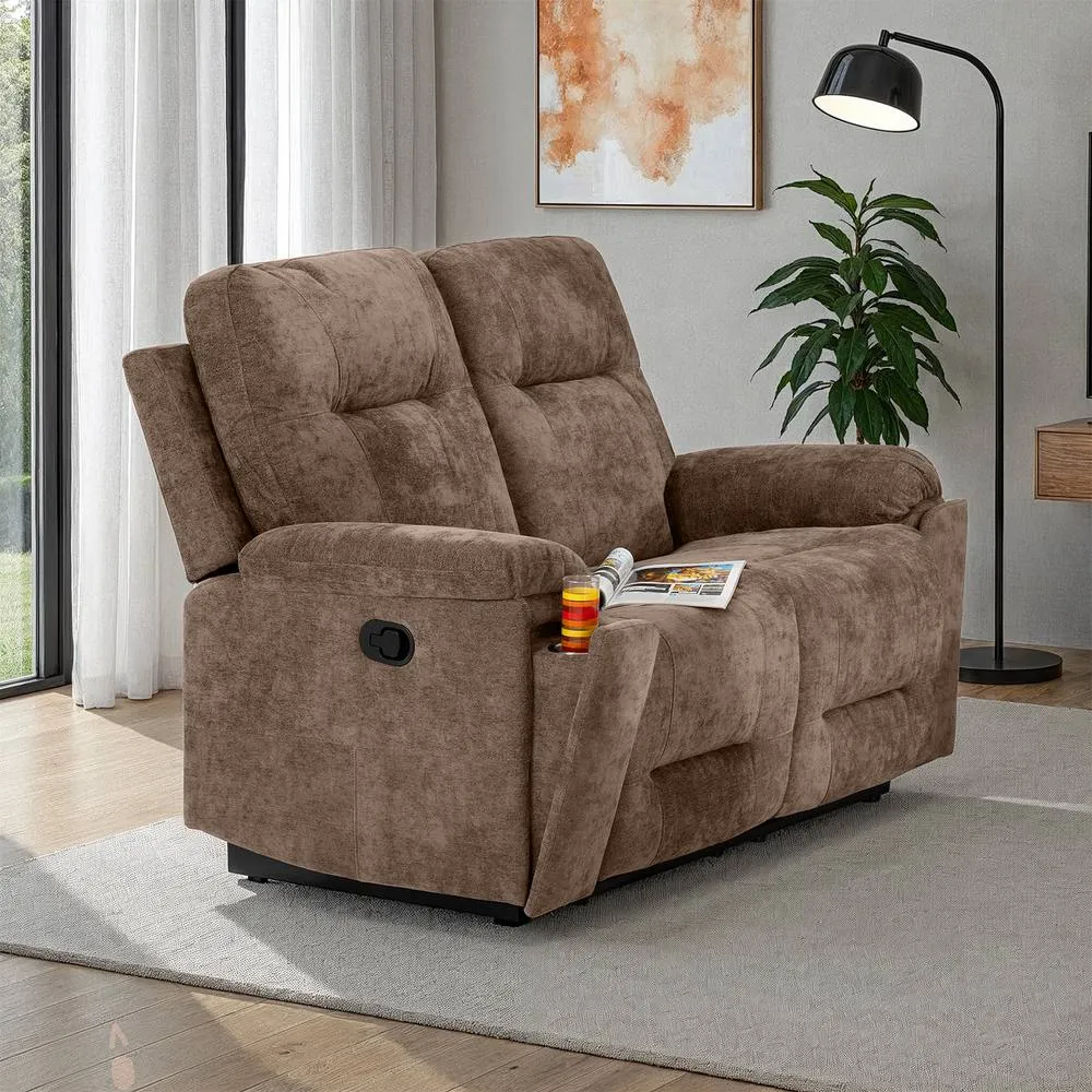 Seconique Guildford 2 Seater Recliner Sofa - Antelope Brown Fabric 2
