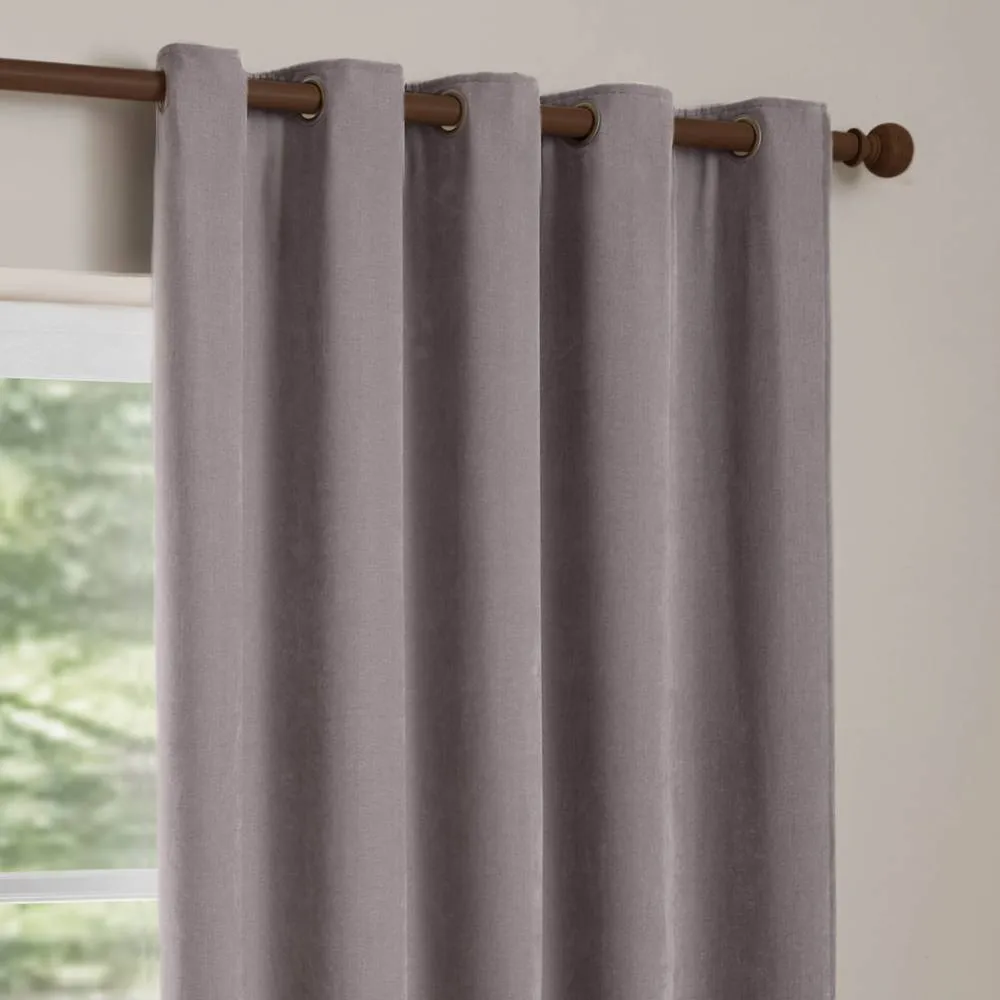 Yard Heavy Chenille Velvet Room Darkening Eyelet Curtain Pair in Mauve 4