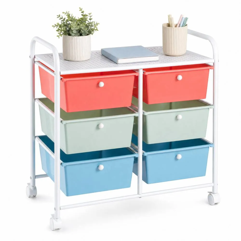 Costway 6-Drawer Rolling Cart Storage Cart w/4 Universal Wheels 3