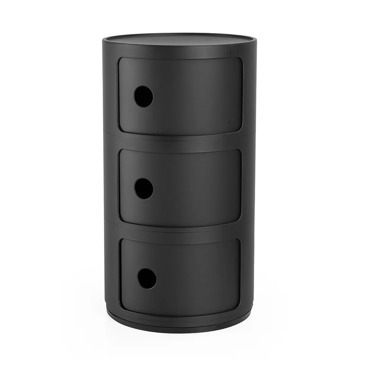 Kartell Componibili Recycled 3 Element Table, Black Plastic | Barker & Stonehouse 3