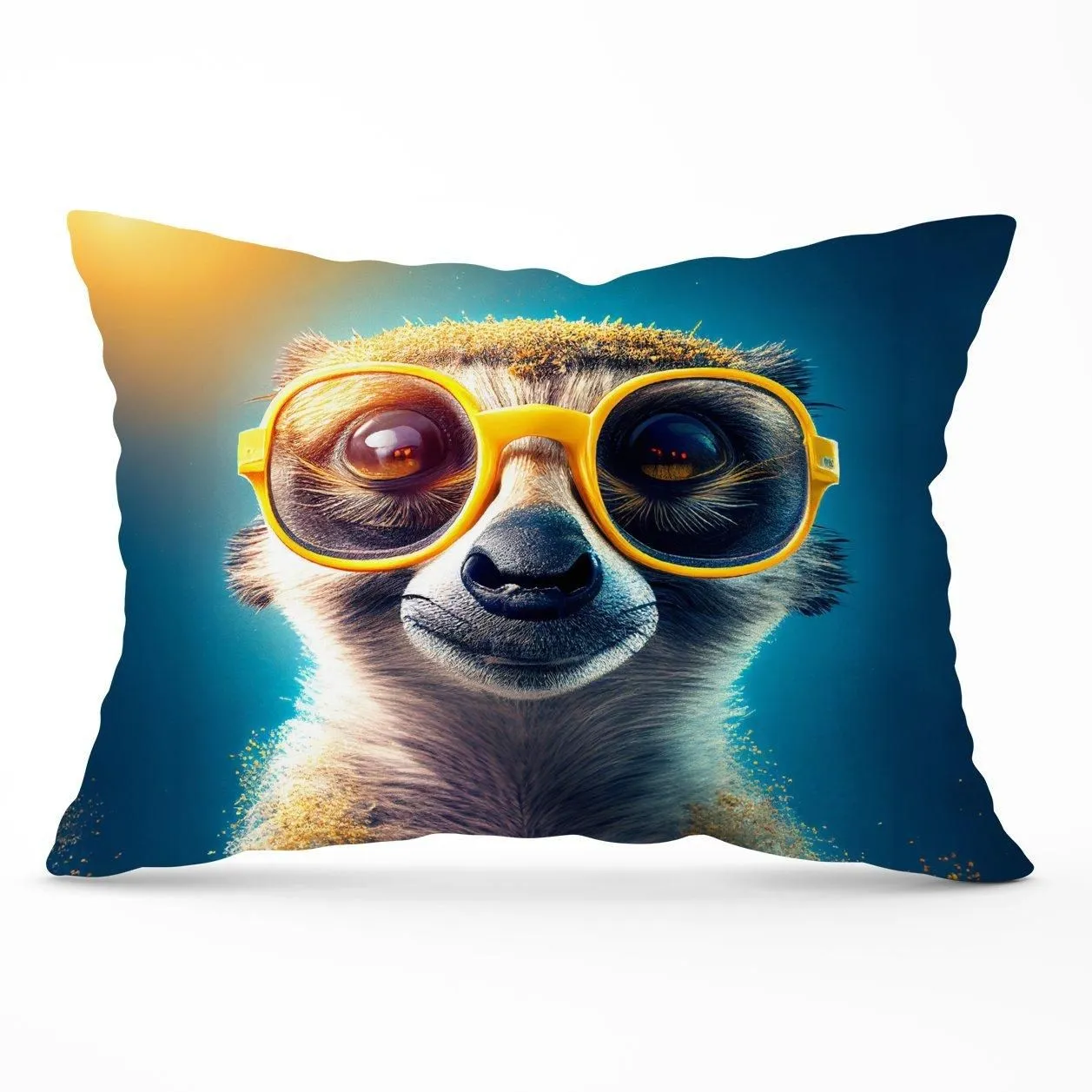 Warren Reed - Designer Meerkat Splashart Cushions in Yellow