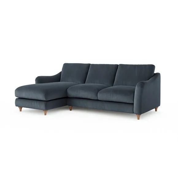 Hattie Matte Plush Velvet Corner Chaise Sofa 6