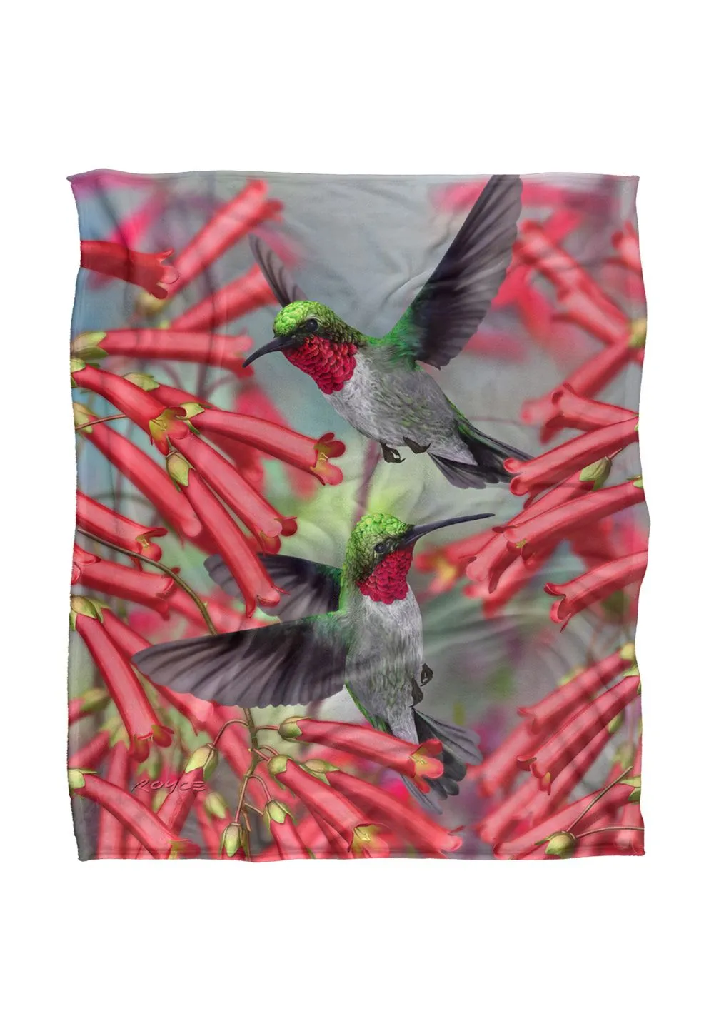 JQ Licensing Royce Mcclure Hummingbirds Silky Touch Super Soft Throw Blanket 152 X 127 cm in White