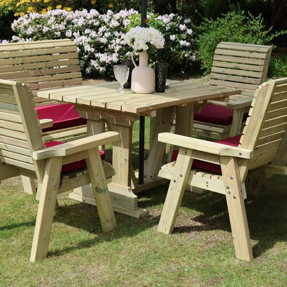Churnet Valley Garden Furniture Ltd Ergo 6 Seat Compact Set - 2xC 2xB 120X90 Table - Partially Assembled in Natural 2