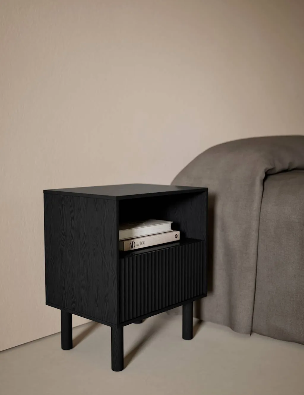 Gallery Direct Fluted Bedside Table Black