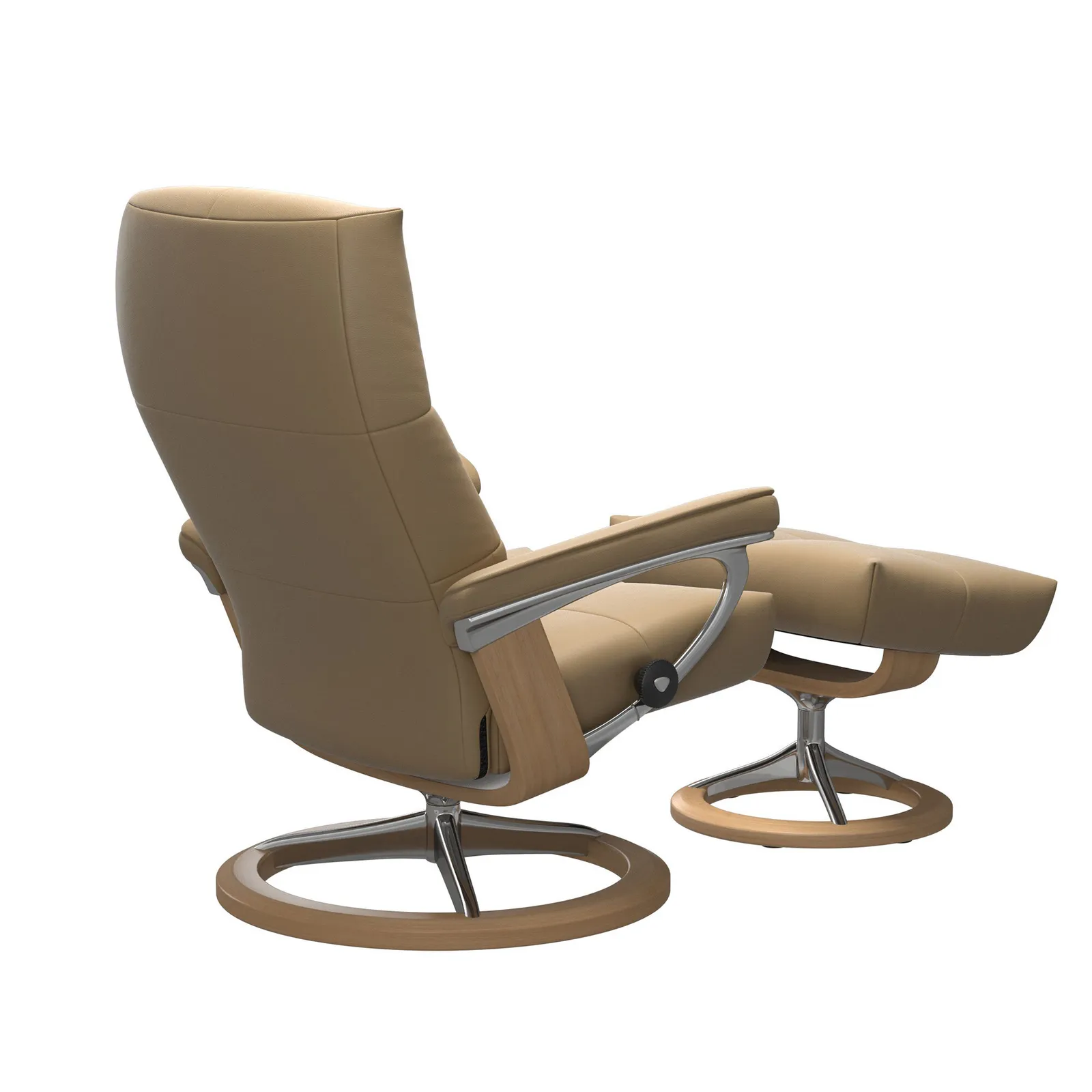 Stressless David Medium Signature Recliner Chair & Footstool Leather | Barker & Stonehouse 3