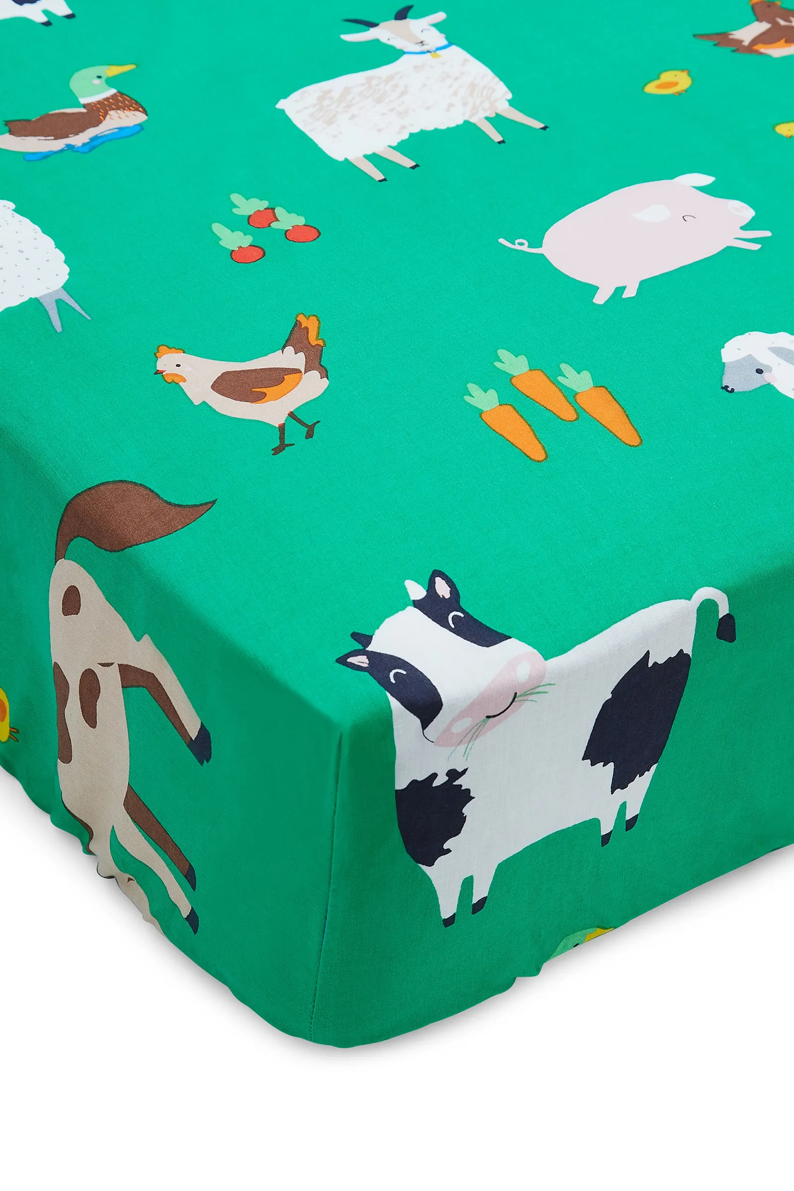 Catherine Lansfield Farmyard Animals' Fitted Sheet in Green 2