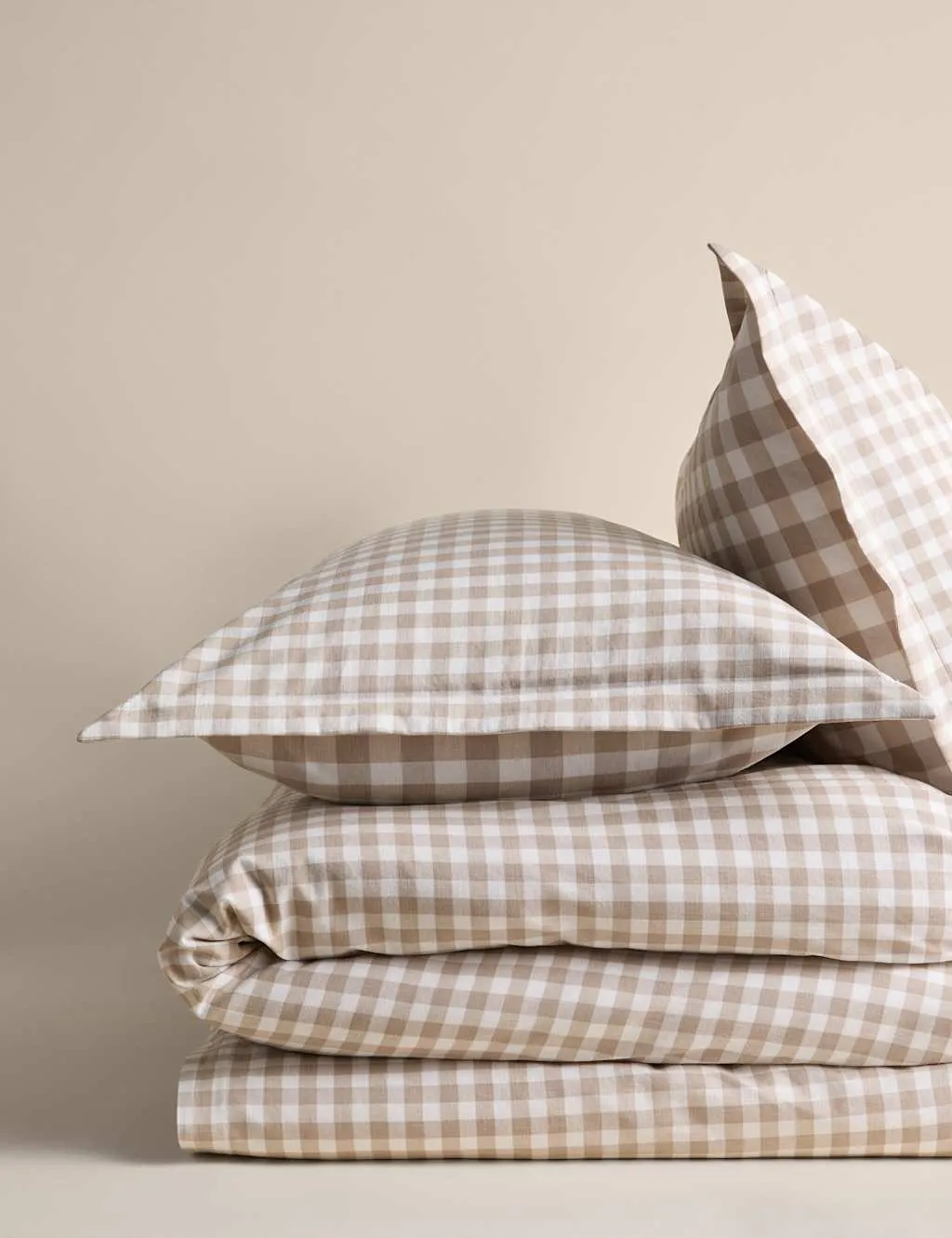 M&S Pure Cotton Gingham Reversible Bedding Set Linen