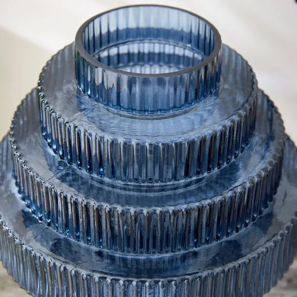 Ribbed Stepped Glass Vase 2
