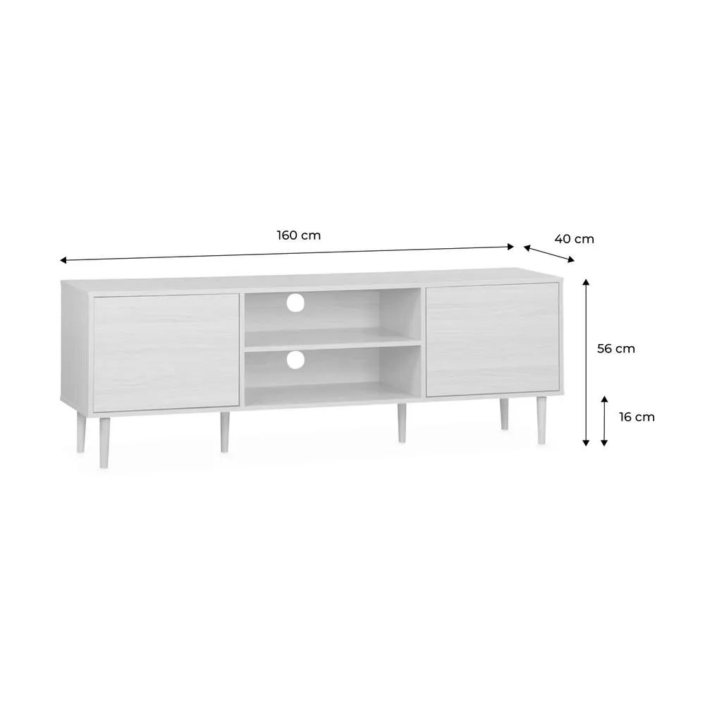 sweeek 160cm Tv Unit Wooden Effect 2 Doors in Light Brown 5