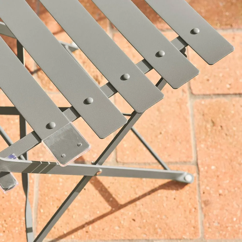 sweeek Round folding metal bistro garden table with 2 chairs in Khaki 6