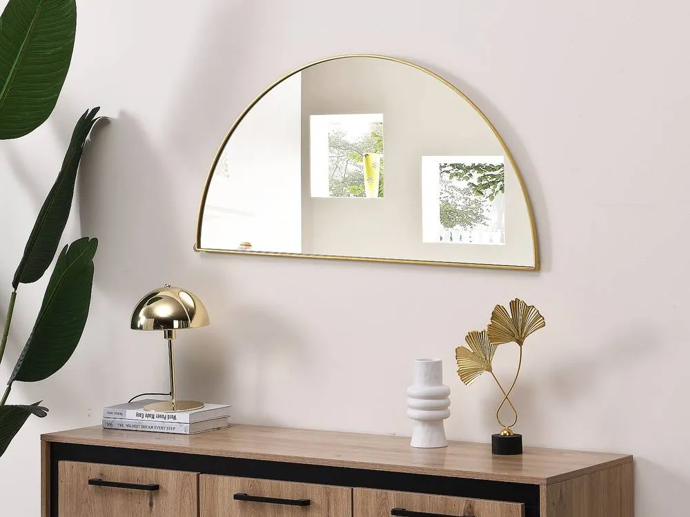 Vente-unique Semi-Circle Designer Metal Mirror - L50 X H100 Cm - Gold - GAVRA