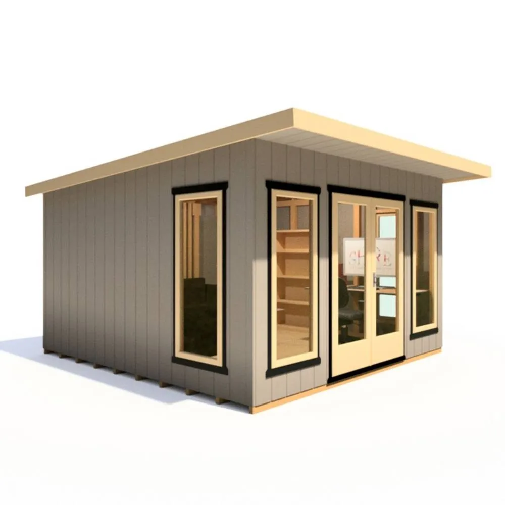 Shires Cali 12x12 Feet Pent 1 Garden Office - OSB/MDF - L456xW402xH246.1 cm in Grey 4
