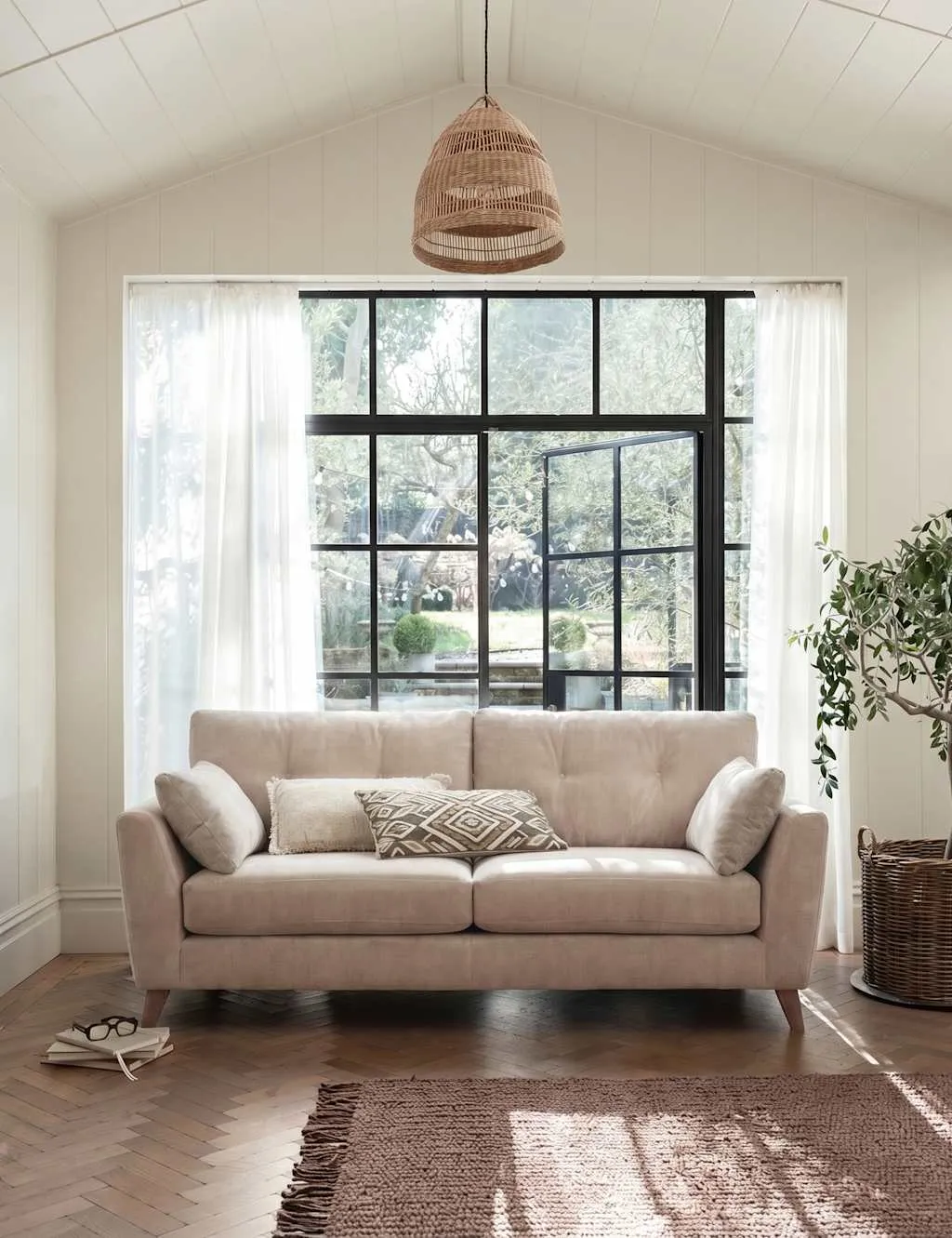BARKER AND STONEHOUSE Ellis Chenille 3 Seater Sofa Neutral