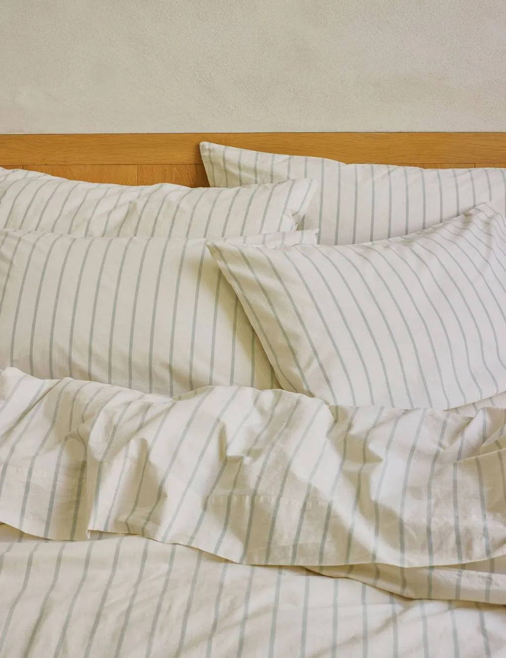 Piglet In Bed 2 Pack Pure Cotton Slumber Stripe Pillowcases Green Mix