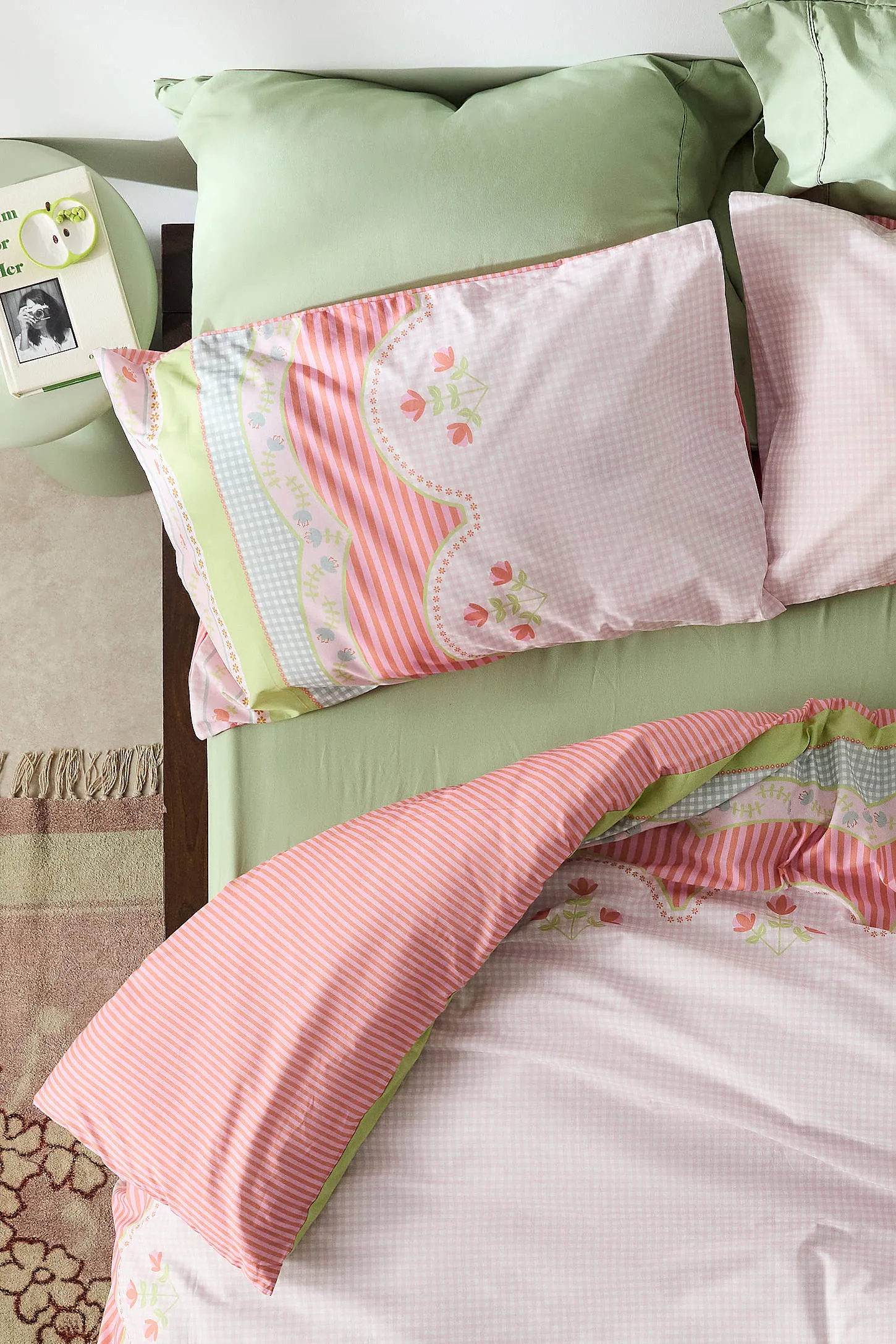 Saffie Floral Gingham Duvet Set - Pink 2