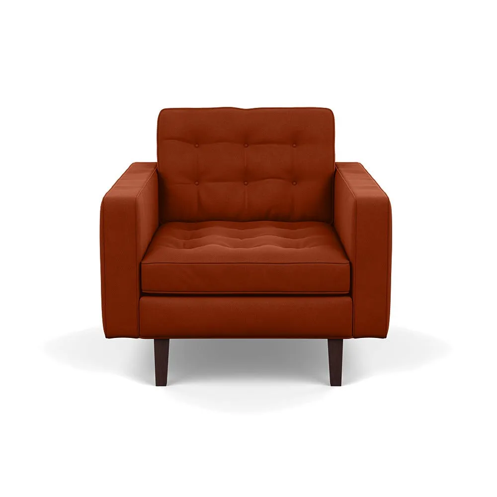 Heal's Hepburn Armchair Nobilis Velvet Rust Black Feet