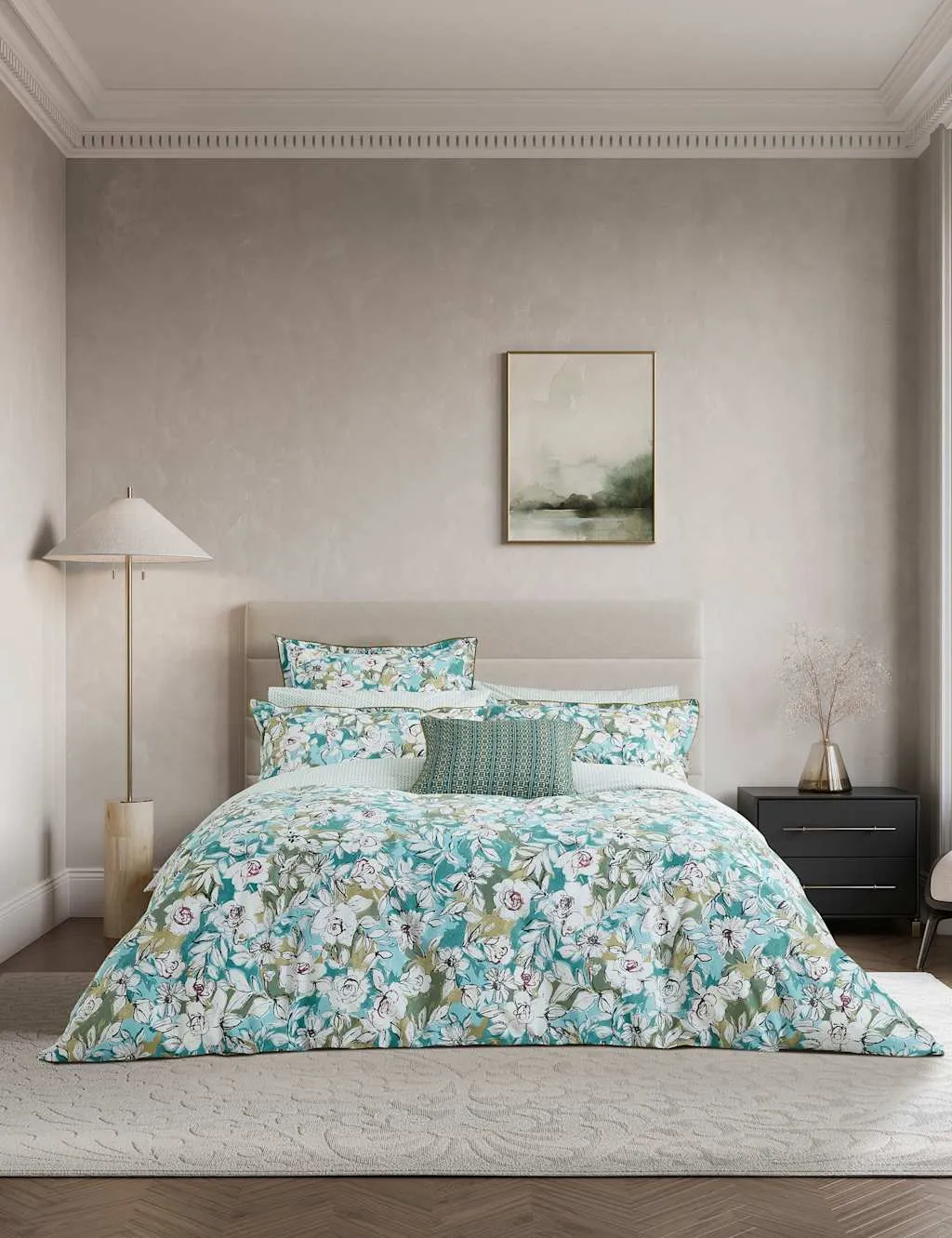 Bedeck of Belfast Pure Cotton Azmi Bedding Set Blue Mix