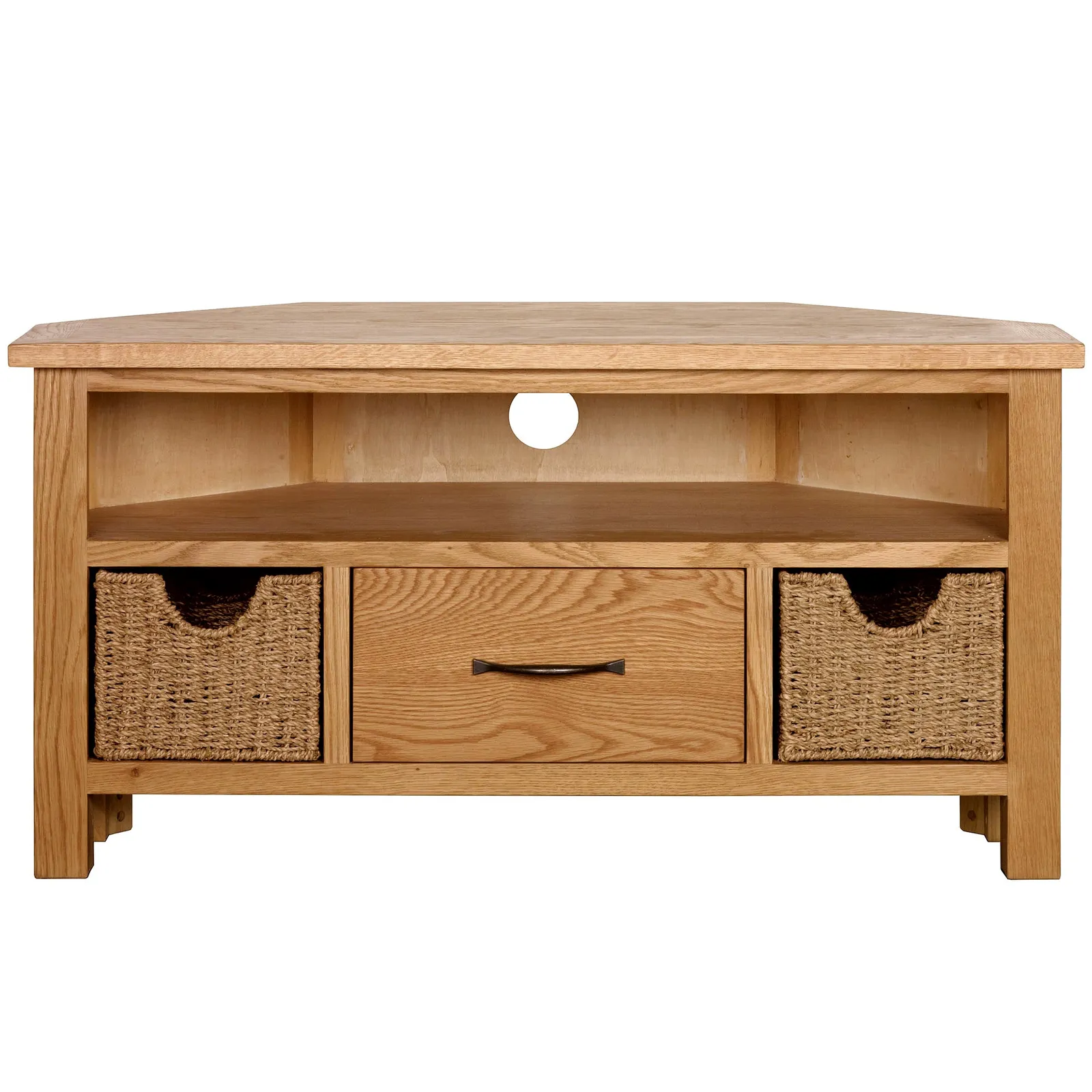 Sidmouth Oak Corner TV Stand Light Brown / Natural