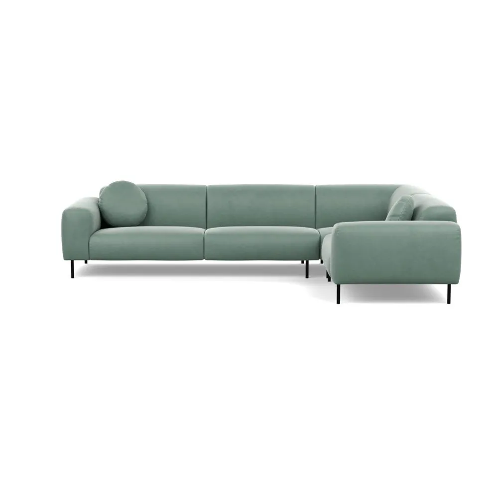 Heal's Luna Medium Right Hand Facing Corner Sofa Marylebone Velvet Mint Black